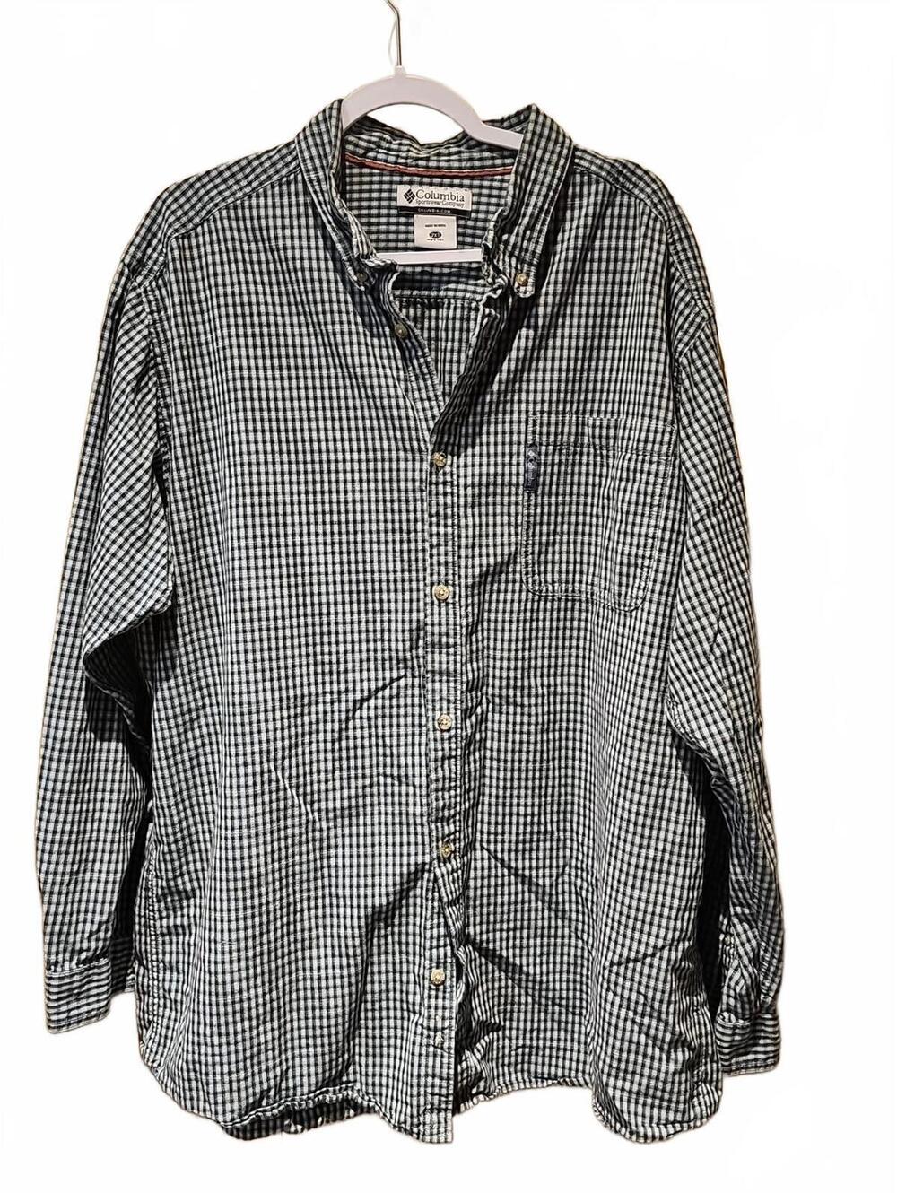 Columbia 100% Cotton Long Sleeve Button Up Shirt Blue Plaid Size 2XT